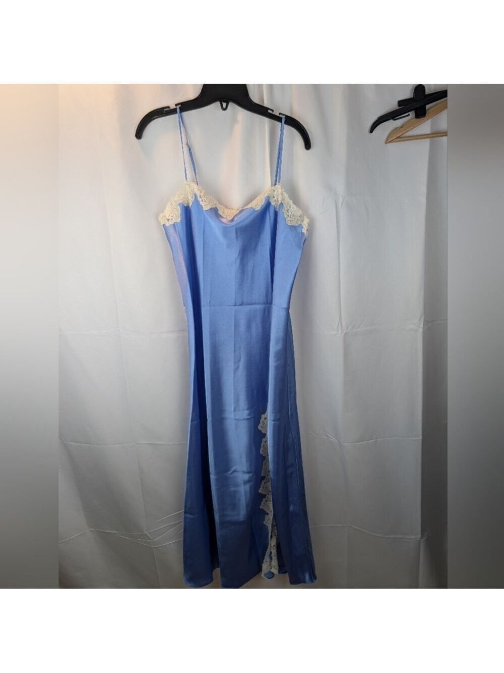 La SENZA Vintage Blue Chemise with Lace Size M (Estimated) In EUC